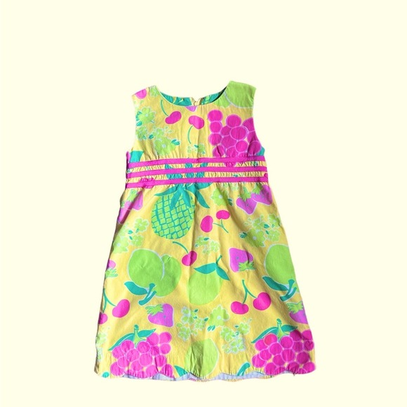 Lilly Pulitzer | Sleeveless Cotton Pink Green Fruit Easter Spring Dress size 4 - Picture 1 of 8